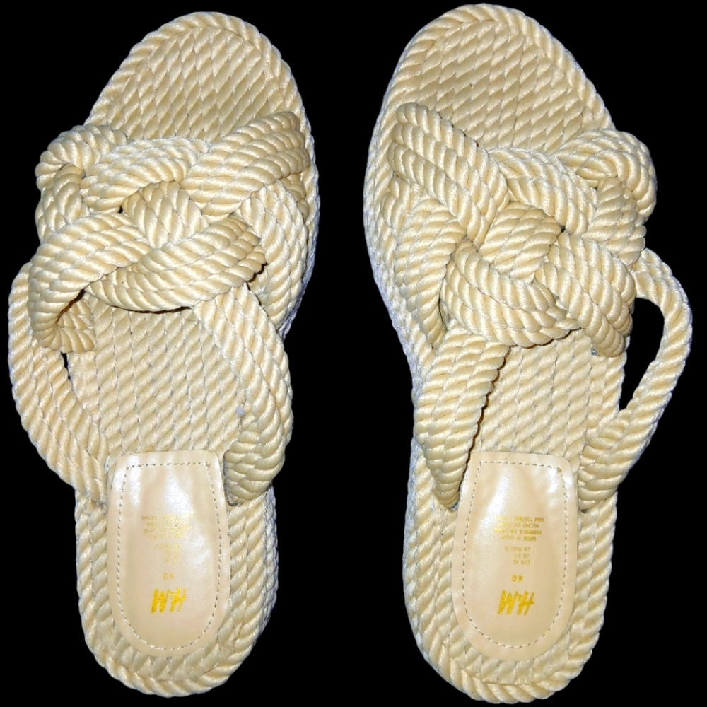 ✨ H&M Rope Platform Slide Sandals | Size 9 | Neutral Beige ✨